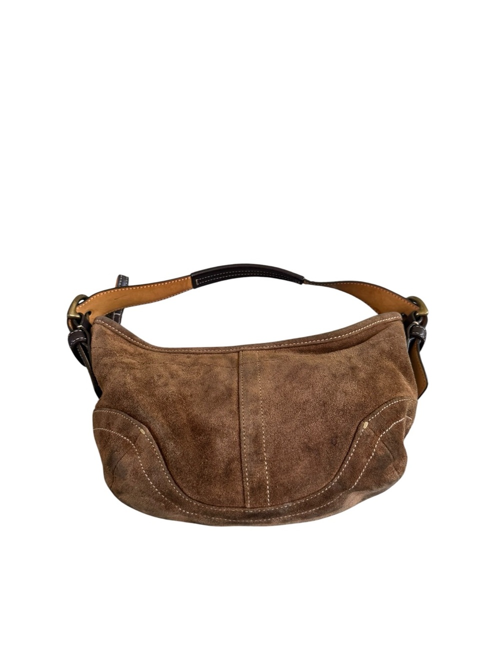 Coach D3S-9503 Suede Leather Shoulder Bag Handbag Brown Vintage